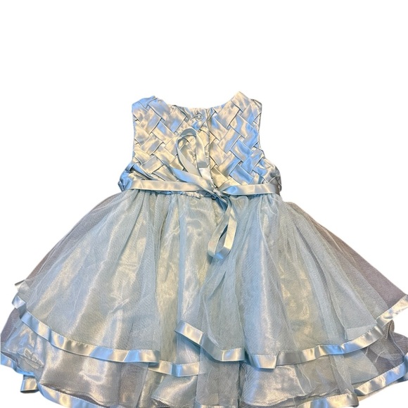 Rare Editions Aqua Formal Kids Dress with Bow - Picture 4 of 6